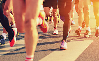 Runners in Santa suits